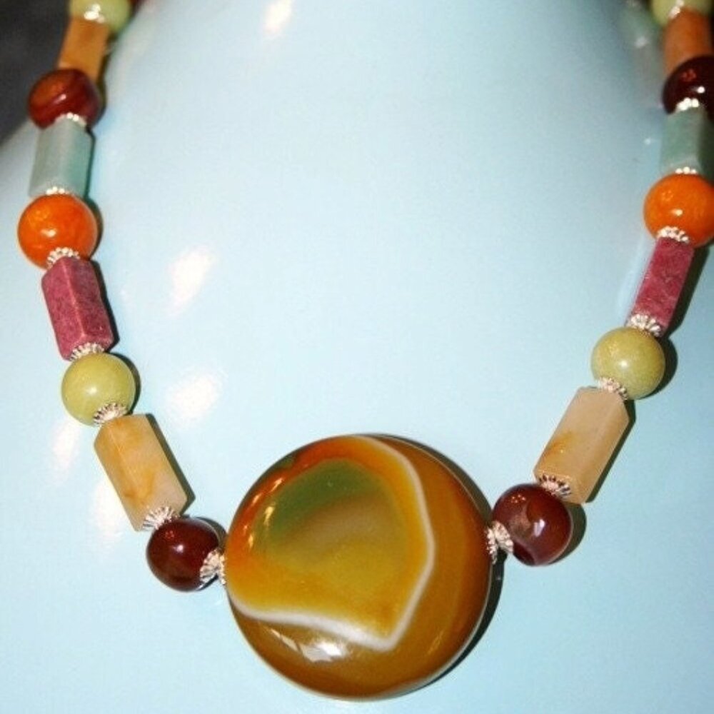 Hand made necklace semi precious stones